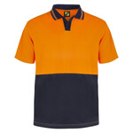 Mens Hi Vis Two Tone Food Industry Short Sleeve Micromesh Polo With No Pocket Or Buttons