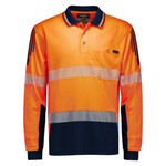 Mens Hi Vis Flux Segmented Tape Long Sleeve Polo