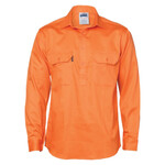 Mens Close Front Cotton Drill Long Sleeve Shirt