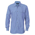 Mens Twin Flap Pocket Cotton Chambray Long Sleeve