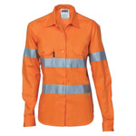 Womens HiVis Cool-Breeze Cott on Shirt with 3M R/Tape - Long sleeve