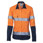 Womens HiVis Two Tone Drill Long Sleeve Shirt with 3M R/Tape