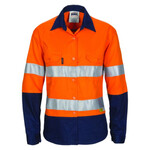 Womens HiVis Two Tone Cool-Breeze Cotton Shirt with 3M R/Tape Long Sleeve