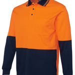 Mens Hi Vis Long Sleeve Cotton Back Polo