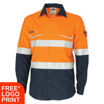 Two Tone RipStop Cotton Long Sleeve Shirt with Reflective CSR Tape