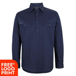 Mens Close Front Long Sleeve 150G Work Shirt