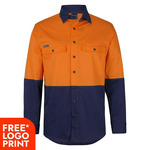 Mens Hi Vis Long Sleeve Stretch Work Shirt