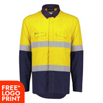 Mens Orange Flame Lightweight Ripstop Spliced Shirt - Hoop Taped