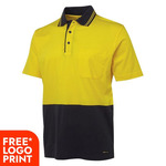 Mens Hi Vis Short Sleeve Cotton Polo
