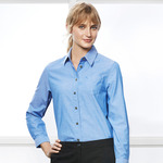 Womens Wrinkle Free Chambray Long Sleeve Shirt