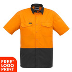 Mens Rugged Cooling Hi Vis Spliced Short Sleeve Shirt
