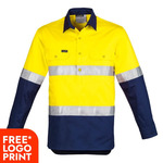 Mens Hi Vis Closed Front Long Sleeve Shirt - Hoop Taped