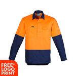 Mens Hi Vis Closed Front Long Sleeve Shirt