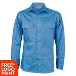 Cotton Drill Work Shirt With Gusset Sleeve - Long Sleeve