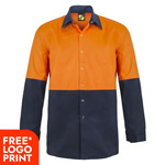 Mens Long Sleeve Two Tone Hi Vis Shirt With Studs