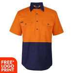 Mens Hi Vis Close Front Short Sleeves 150G Work Shirt