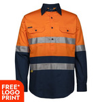Mens Hi Vis (D+N) Close Front Long Sleeve 150G Shirt