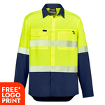 Mens Hi Vis Outdoor Segmented Tape Long Sleeve Shirt